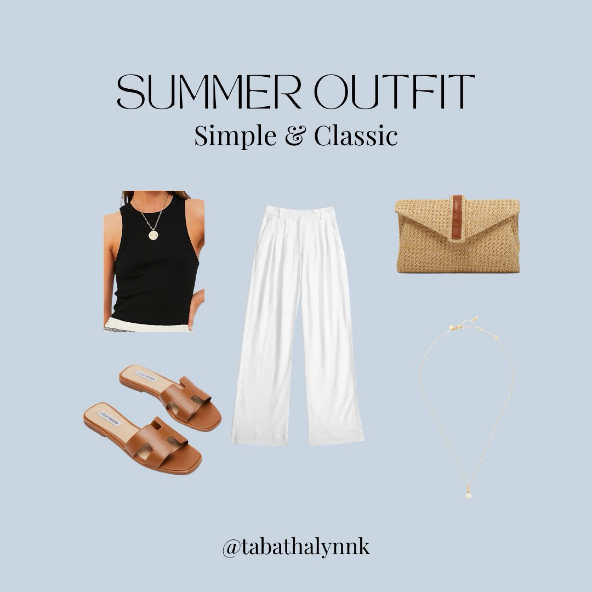 Simple and classic summer outfit inspo!! Perfect for day or night, all summer long. Linen pants and a rafia bag, name something better 😉 

#LTKShoeCrush #LTKSeasonal