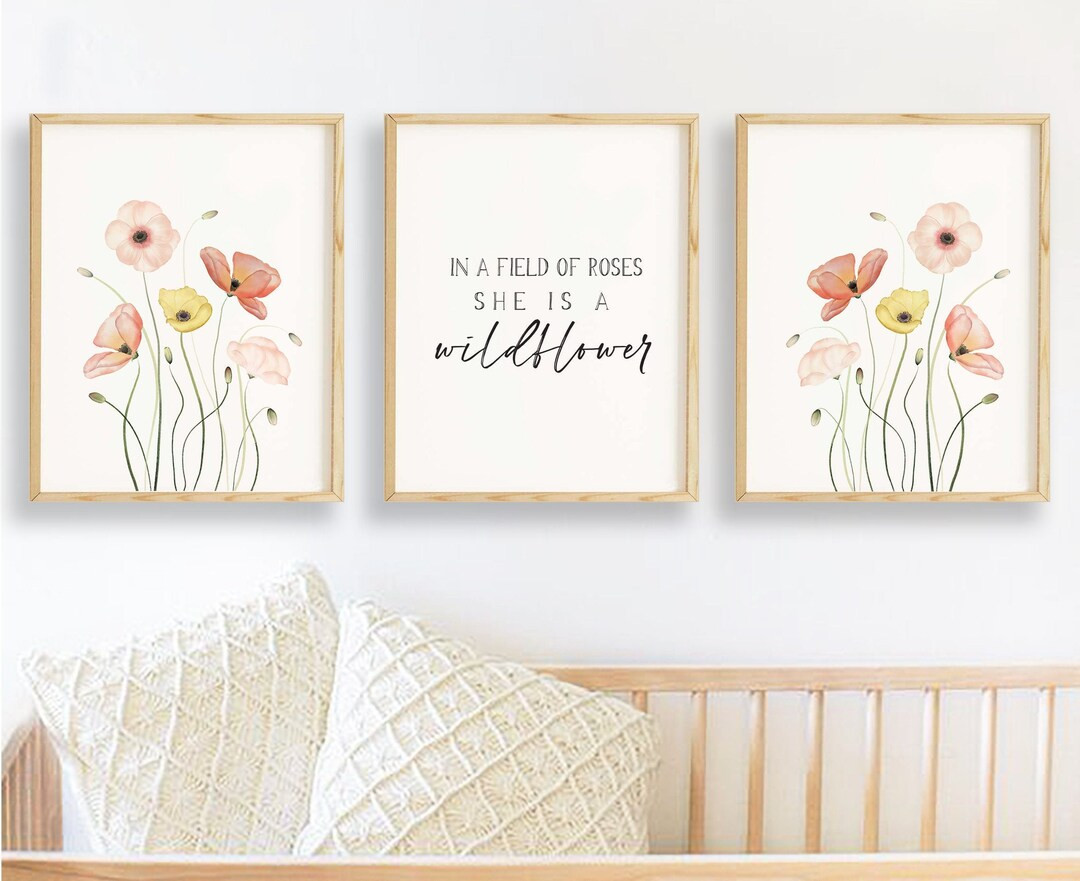 Wildflower Watercolor Prints Set of 3 Watercolor Poppy - Etsy | Etsy (US)