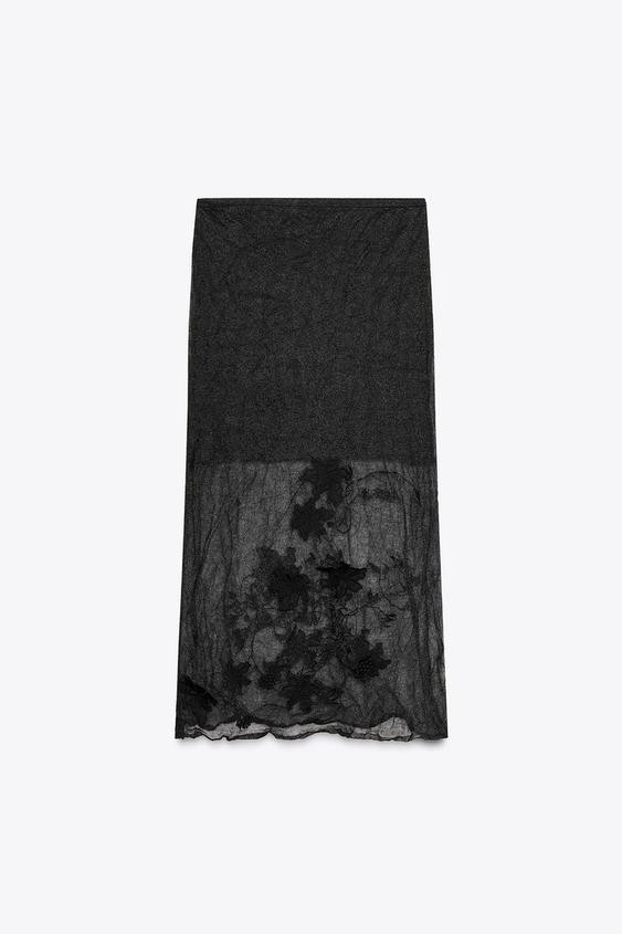 SEMI-SHEER STRUCTURED KNIT SKIRT | Zara US