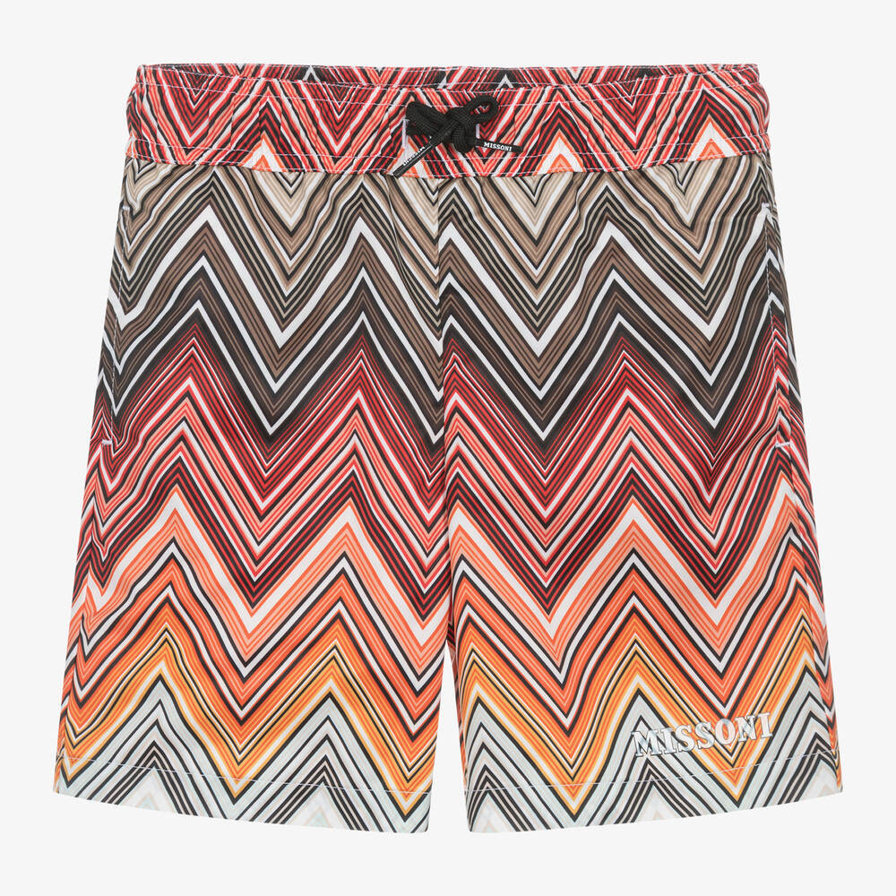 Boys Orange Zigzag Swim Shorts | Childrensalon