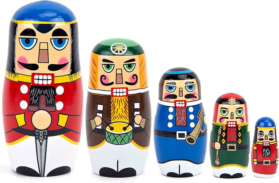 AMOR PRESENT Nutcracker Nesting Doll, 5Pcs Russian Matryoshka Dolls Christmas Nutcracker Figures ... | Amazon (US)
