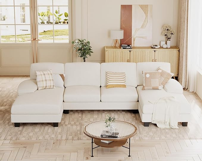 JUMMICO Sectional Couches for Living Room, U Shaped Couch with Chenille Fabric, 4 Seat Modern Sof... | Amazon (US)