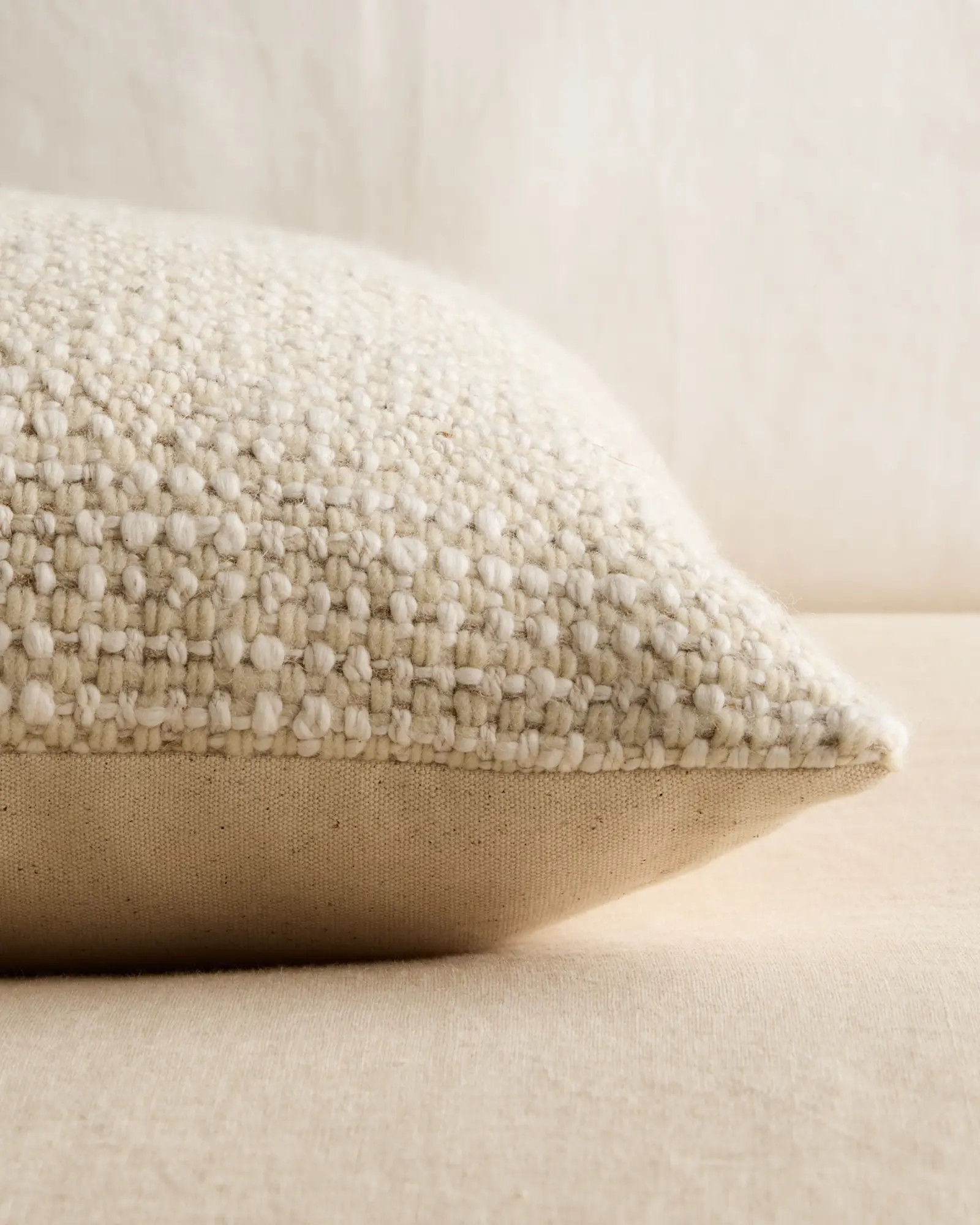 Wool Linen Textured Pillow Cover  in Ivory | Quince