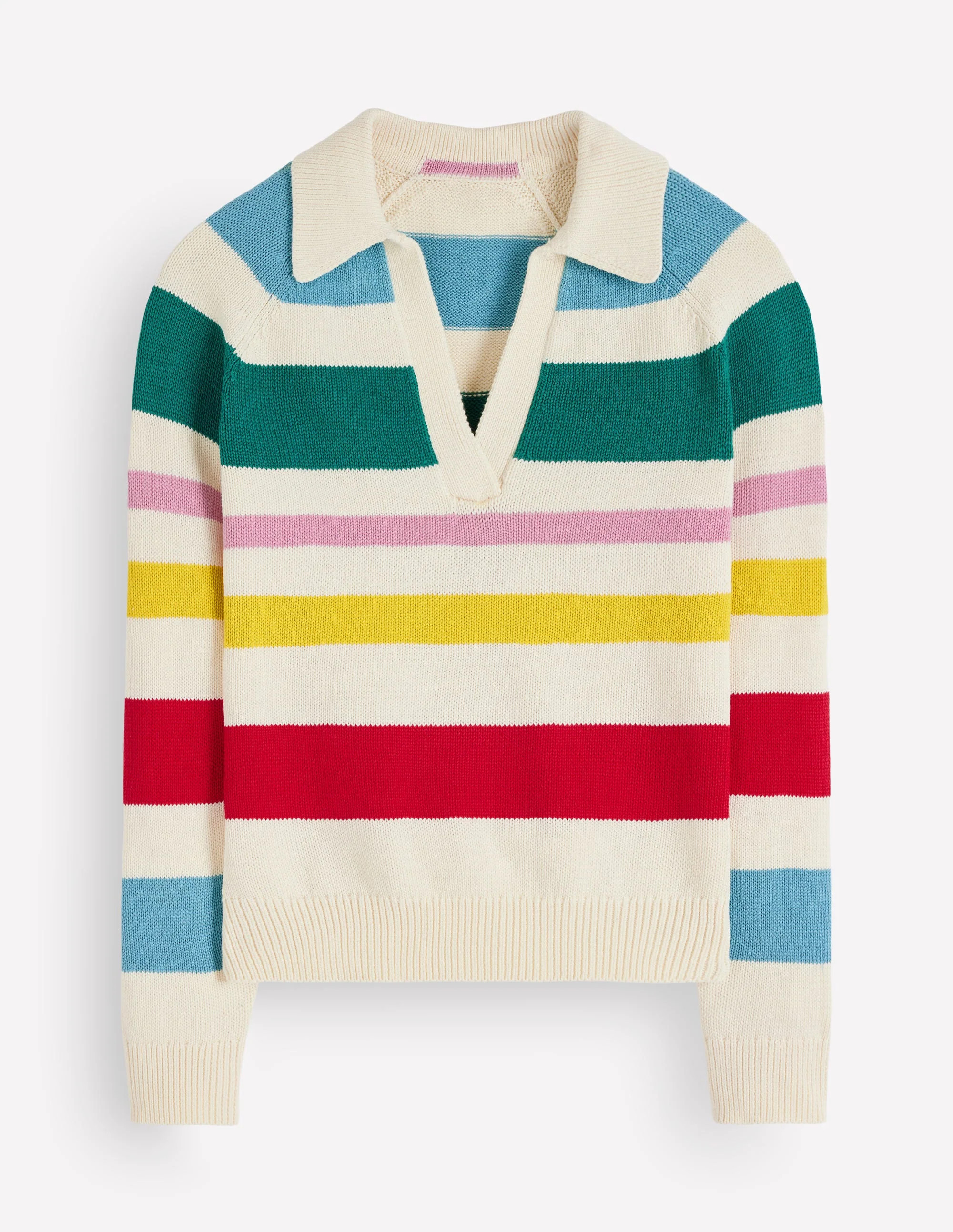 Lucy Cotton Henley Jumper-Multi Stripe | Boden UK