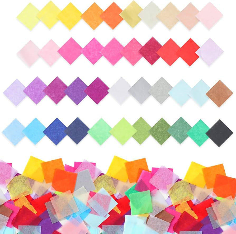 Phinus 6300 Pcs 1 Inch Tissue Paper Squares, Tissue Papers for Crafts, 42 Colors Art Rainbow Tiss... | Amazon (US)