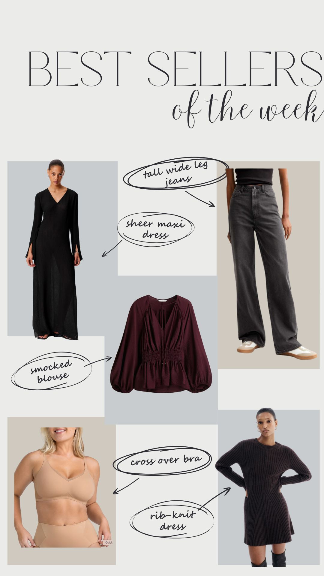 Best sellers of the week, high street finds, Honeylove bra, maxi dress, tall denim, burgundy blouse, knitted dress 

 #LTKuk #LTKautumn #LTKstyletip