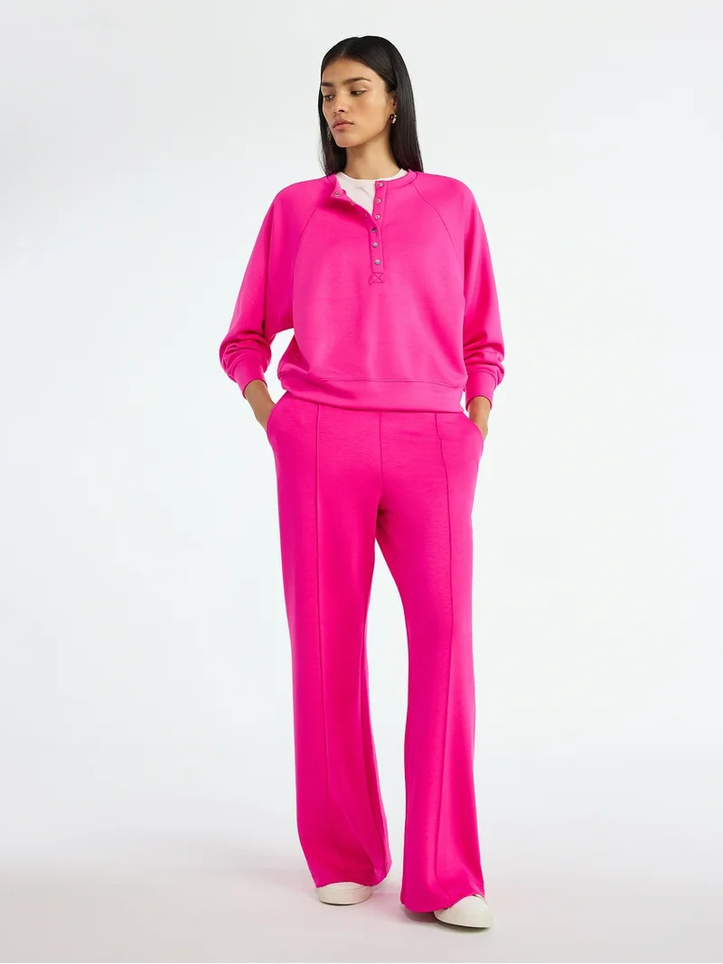 Scoop Women’s New Scubaknit Raglan Henley Top, Sizes XS-XXL - Walmart.com | Walmart (US)