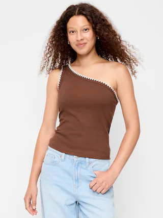 Ribbed One-Shoulder Tank Top | Old Navy (US)