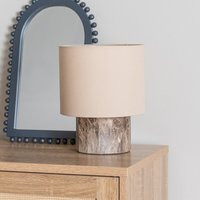 Murray Dark Marble Effect Table Lamp with Natural Linen Shade | La Redoute (UK)
