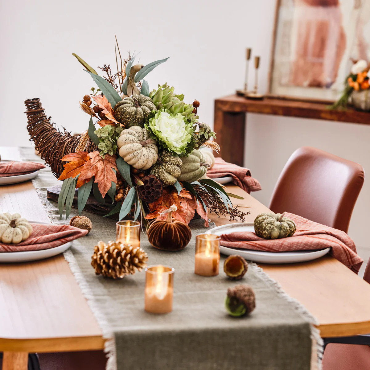 Countryside Gatherings - Harvest Eucalyptus, Mixed Pumpkin & Gourd Thanksgiving Fall Cornucopia A... | Darby Creek Trading