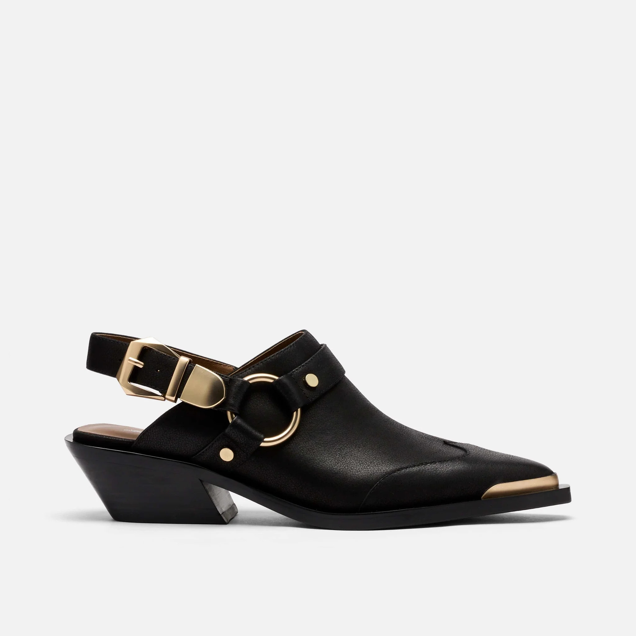 Frontier Black Leather Western Slingbacks | Marc Nolan