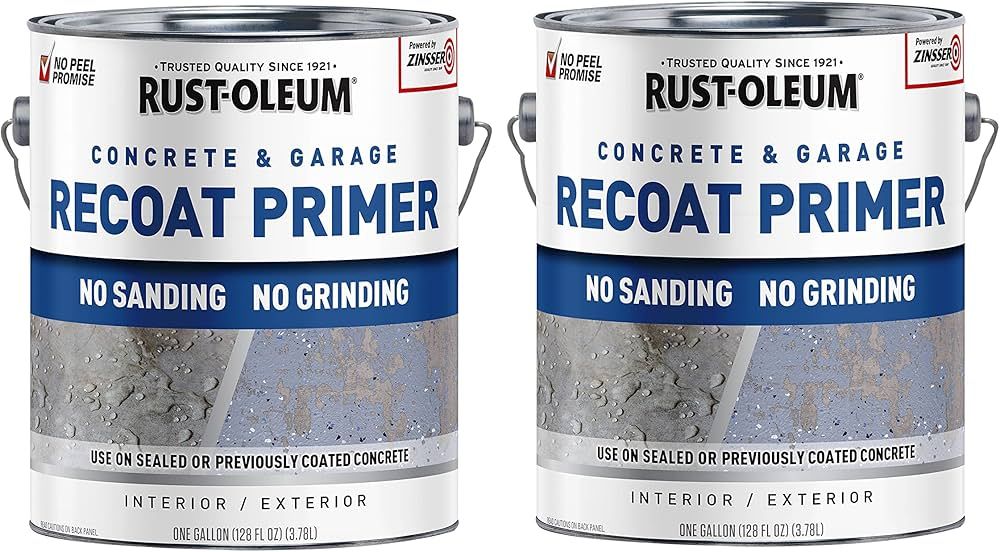 Rust-Oleum 338806-2PK Concrete & Garage Floor Recoat Primer, Gallon, Gray, 2 Pack | Amazon (US)