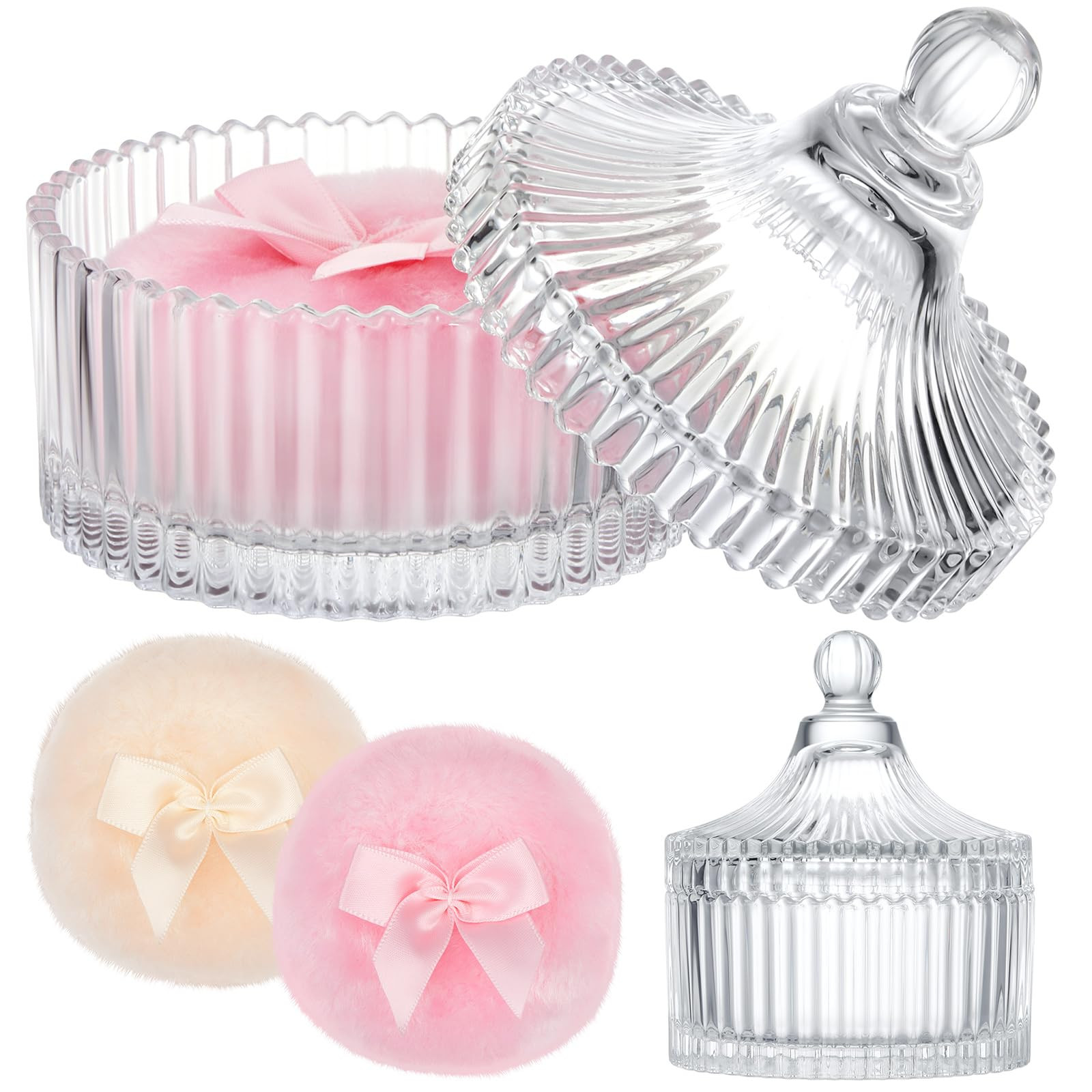 Tioncy 3 Pcs Large Body Powder Puff and Container Valentine's Day gift Powder Container with Puff... | Amazon (US)