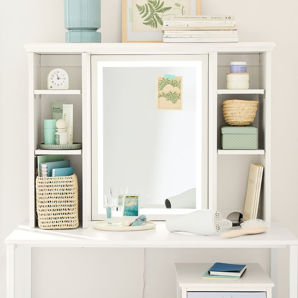 Dorm Light Up Desk Hutch With Mirror (36.5") | Pottery Barn Teen