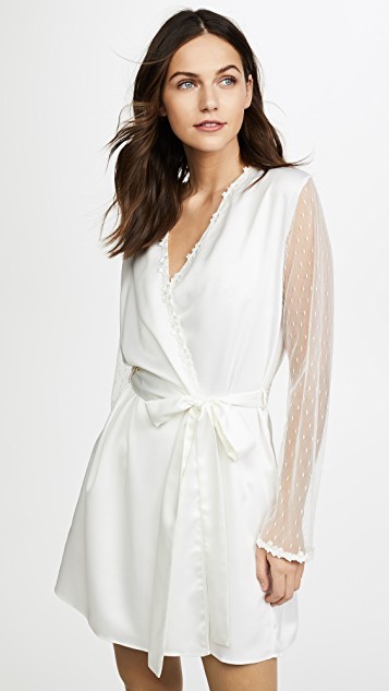 Showstopper Charmeuse Robe With Lace | Shopbop