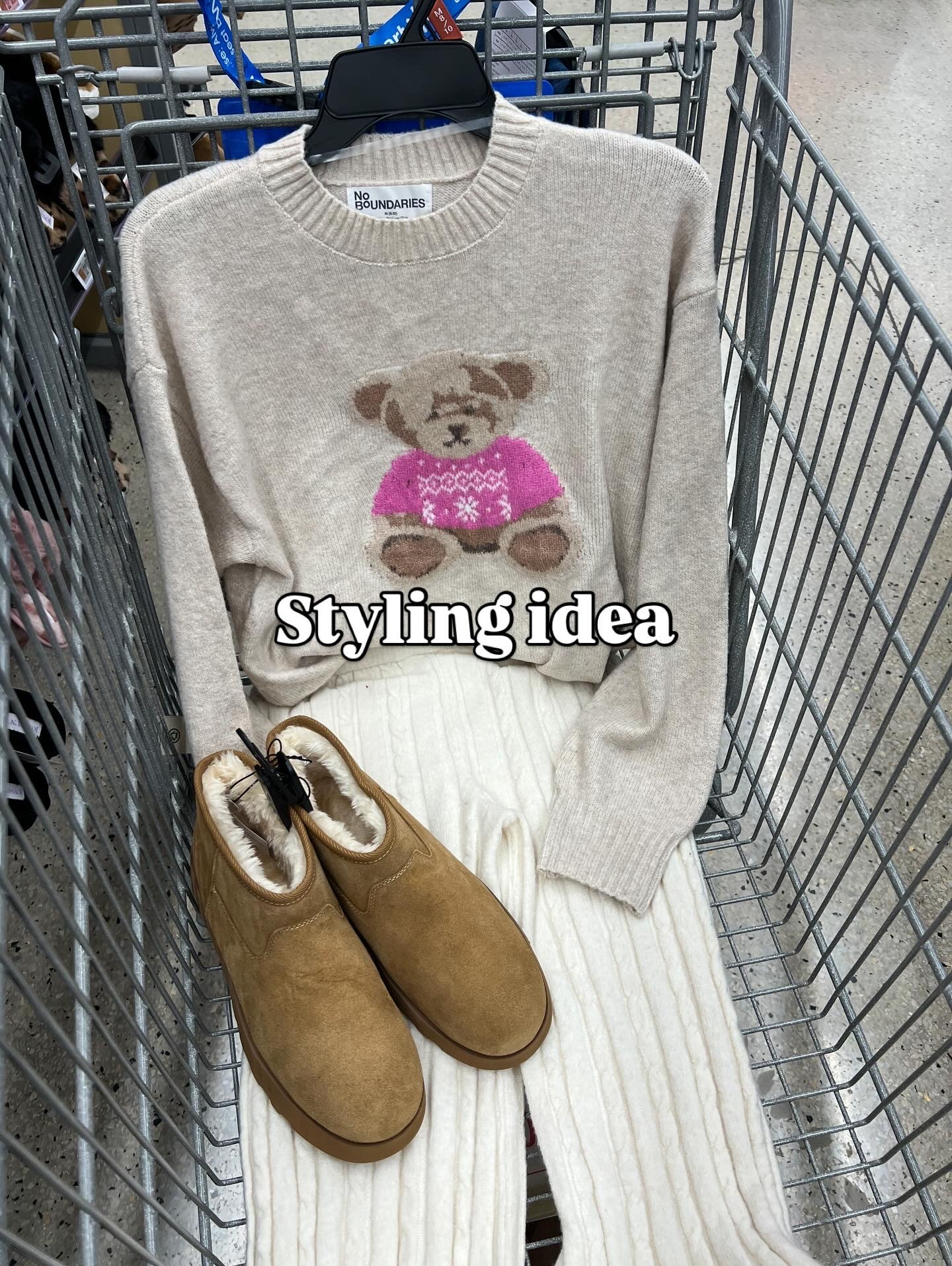 Walmart outfit idea with this teddy bear sweater and cableknit pants. I got the medium in the pants and they fit well, a little short on me (I’m 5’8”) and you can see through the white pants if you’re not wearing nude underwater. Comfy and actually sort of warm, I’m lounging in them now! Sweater is soft and sized up to medium for a relaxed fit. #walmartfashion 

#LTKFindsUnder50 #LTKFindsUnder100 #LTKOver40