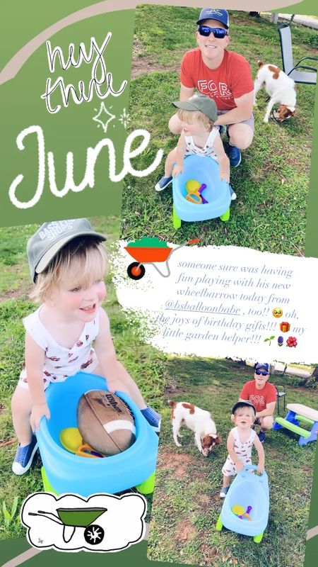 someone sure was having 
fun playing with his new wheelbarrow today from @bsballoonbabe , too!! 🥹 oh, 
the joys of birthday gifts!!! 🎁 my 
happy little country boy!!! 🌱🌾 my friends know him so well lol!