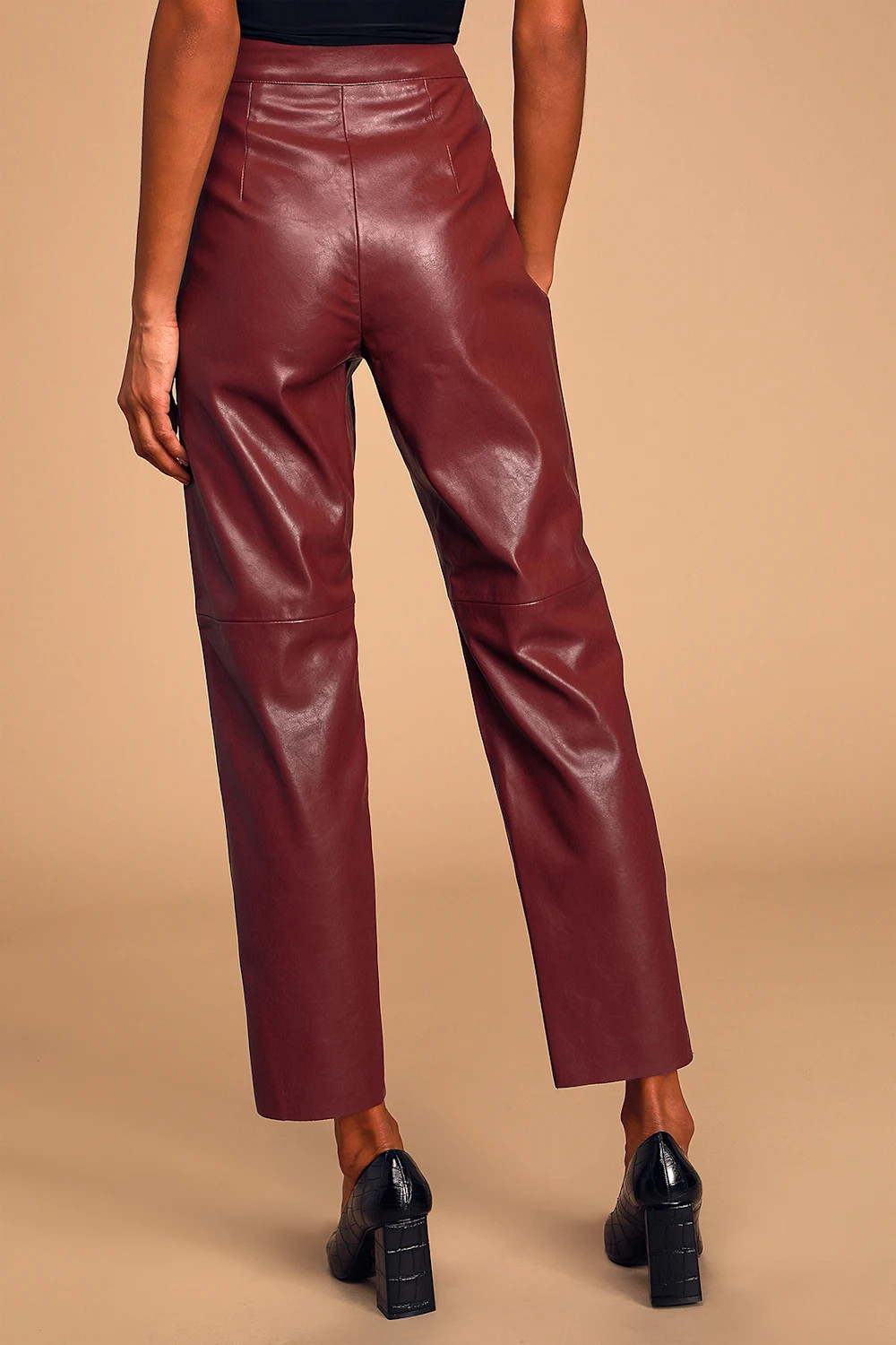 Open Minded Burgundy Vegan Leather Pants | Lulus