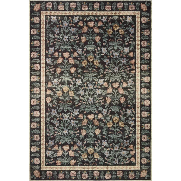 Rifle Paper Co. x Loloi Eden Mughal Garden Black Rug feat. CloudPile | Wayfair North America