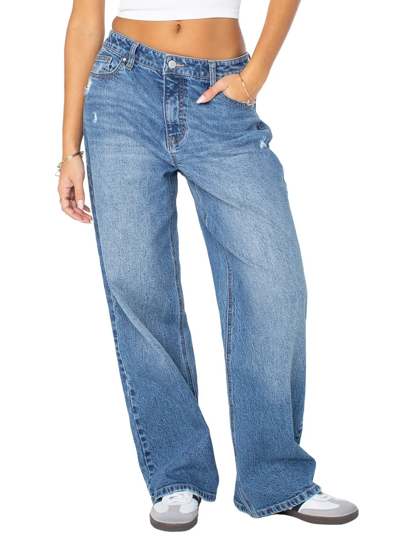 Celebrity Pink Women's and Women's Plus Slouchy Wide Leg Jean, Available in 30", 32", and 34" ins... | Walmart (US)