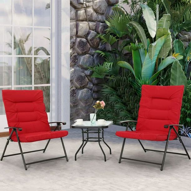 Sophia & William 3 PCS Outdoor Patio Bistro Set 2 Reclining Lounge Chairs and 1 Table | Walmart (US)