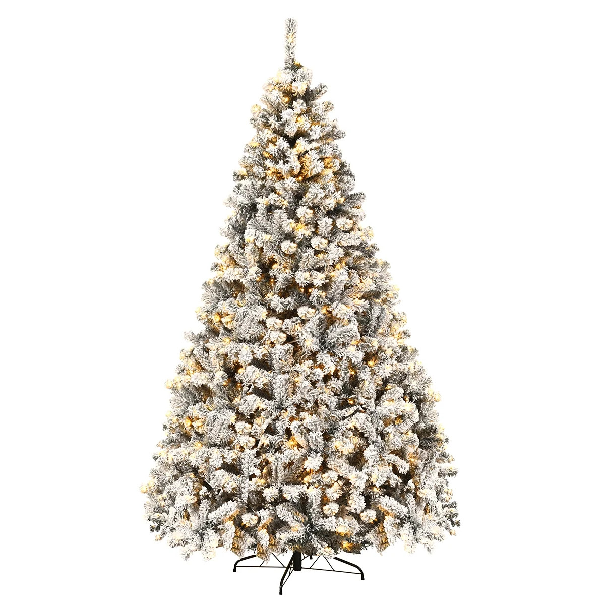 Costway 9 ft Pre-Lit Premium Snow Flocked Hinged Artificial Christmas Tree with 550 Lights - Walm... | Walmart (US)