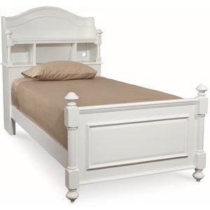Maklaine Traditional Twin 4 Shelf Bookcase Bed in White Wood | Cymax