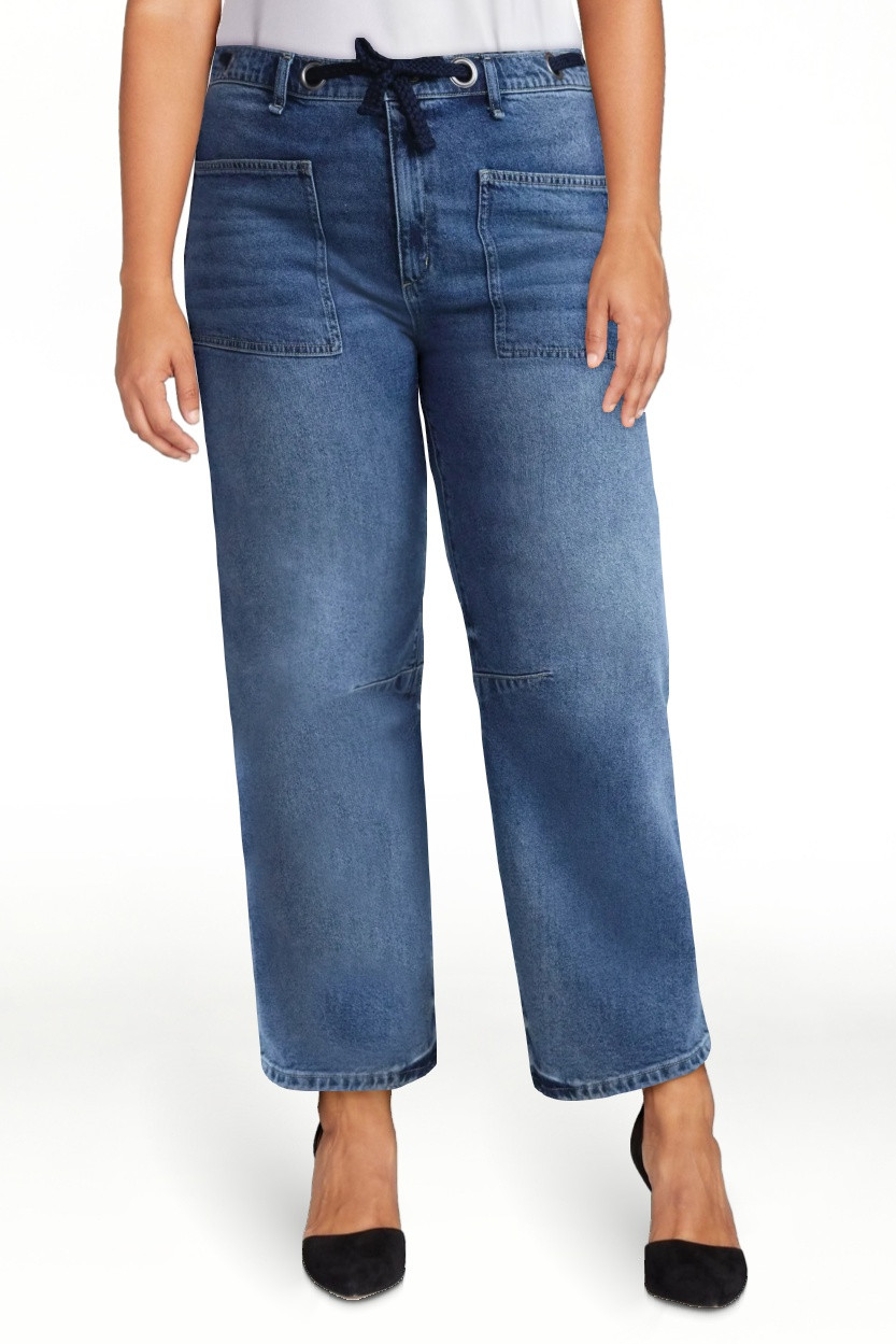 Scoop Women's and Women’s Plus High Rise Darted Barrel Jeans with Rope Belt, Sizes 0-26W | Walmart (US)