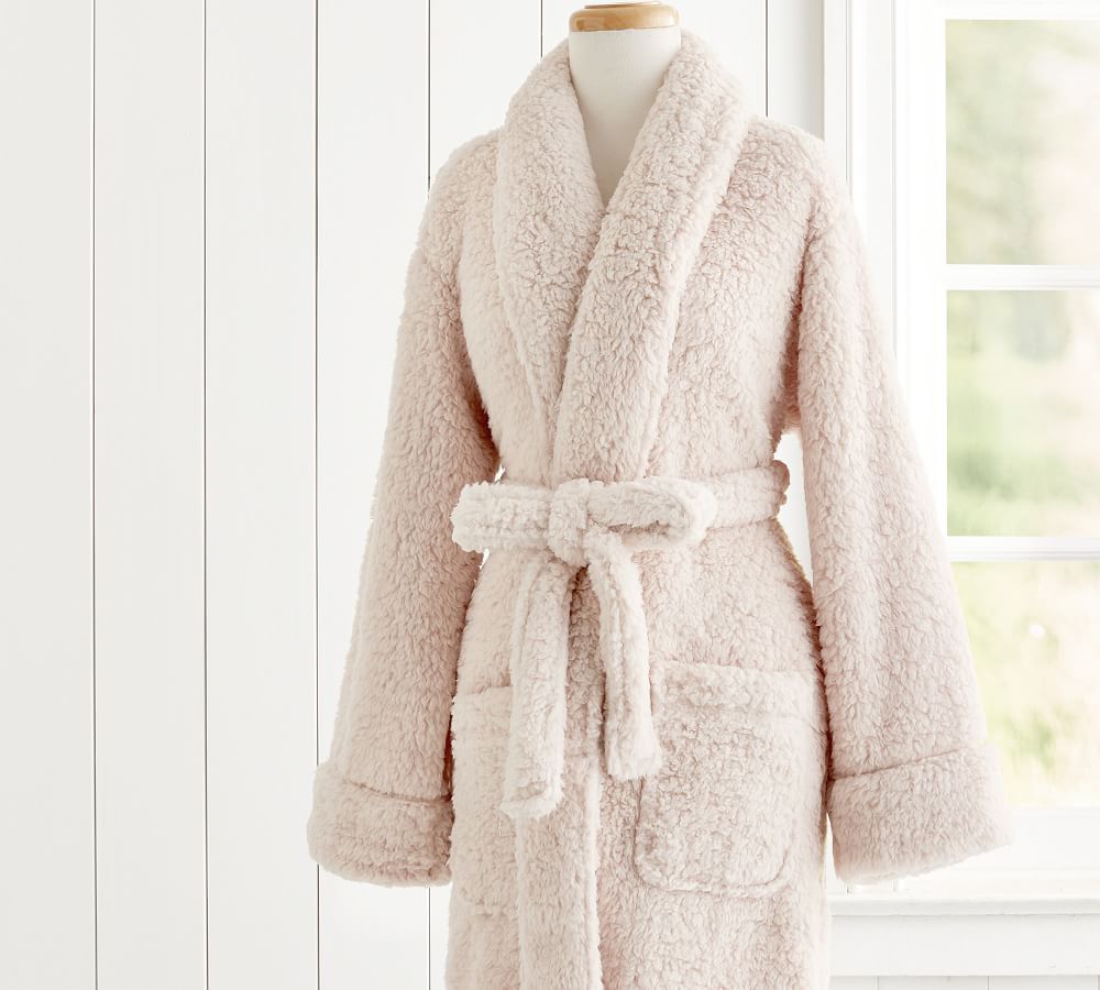 Blush Teddy Bear Faux Fur Robe, Large | Pottery Barn (US)