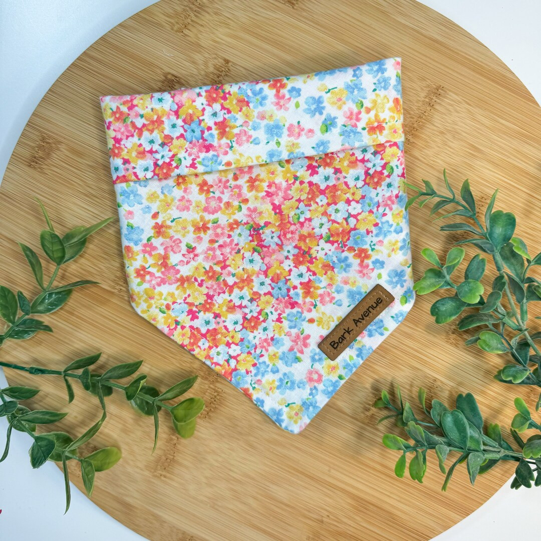 Spring Flower Classic Tie Back Dog Bandana - Etsy | Etsy (US)