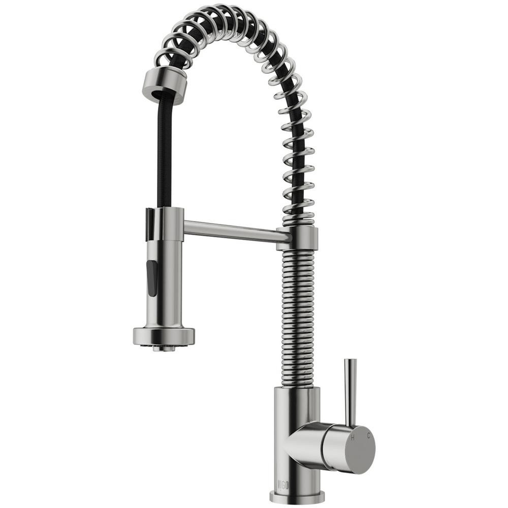Edison Single-Handle Pull-Down Sprayer Kitchen Faucet in Stainless Steel | The Home Depot