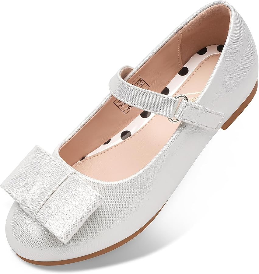 Stelle Girls Mary Jane Dress Shoes Ballerina Flat with Bow for Toddler/Little/Big Kids | Amazon (US)