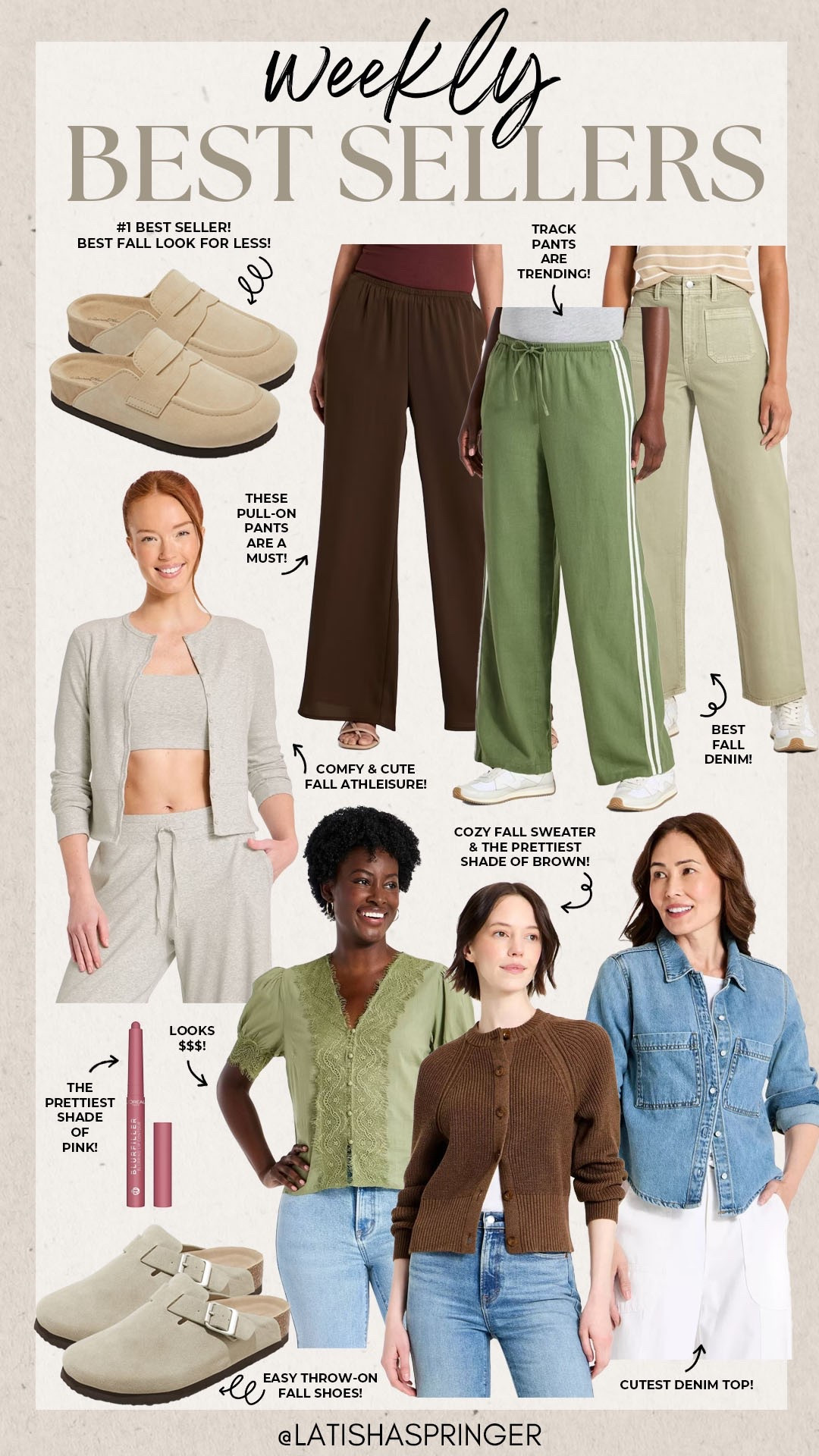 Last week’s best sellers! 

#bestsellers

Weekly best sellers. Target fashion. Target fall athleisure. Target fall denim. Target track pants. Target fall top. Birkenstock look for less fall mules. Target fall shoes.

#LTKootd #LTKSeasonal #LTKgrwm