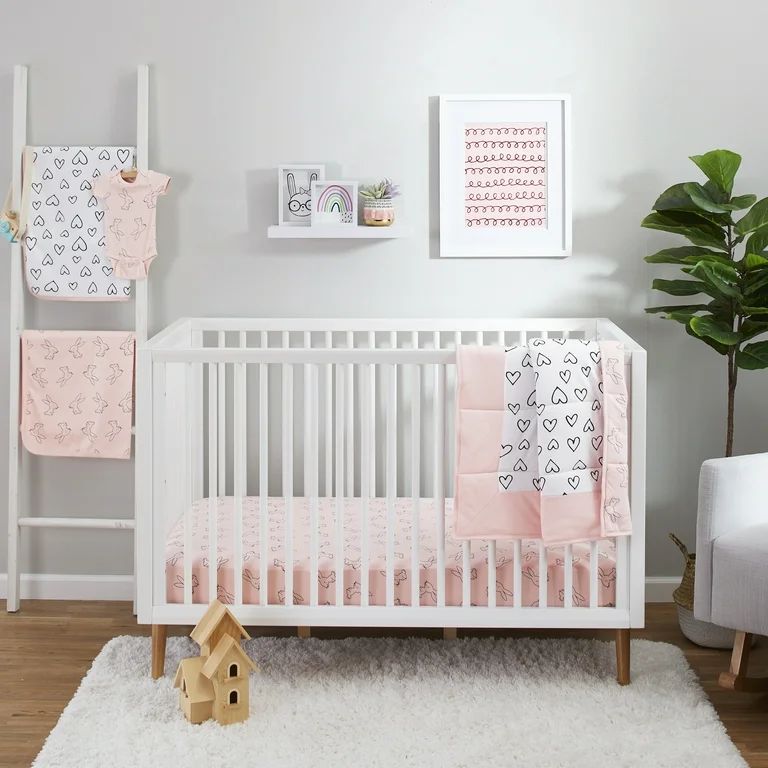 Little Star Organic Pure Organic Cotton Crib Bedding Set, 3 Pc, Pink-Modern Blush | Walmart (US)