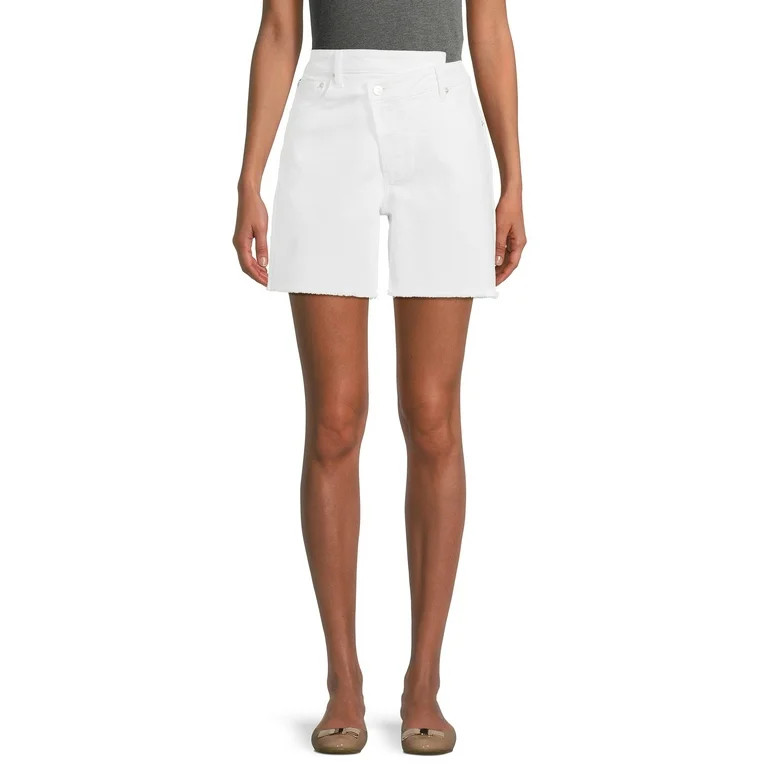 No Boundaries Juniors' High Rise Criss Cross Denim Shorts - Walmart.com | Walmart (US)