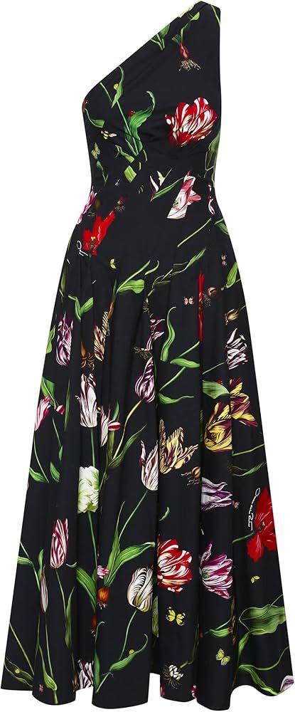 Amazon.com: Oscar de la Renta, One Shoulder Tulip Mani Maxi Dress, 0, Navy Multi : Luxury Stores | Amazon (US)