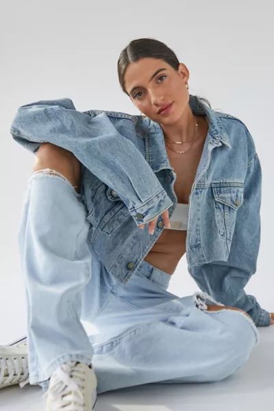 Urban Renewal Remade Cropped Frayed Denim Jacket | Urban Outfitters (US and RoW)
