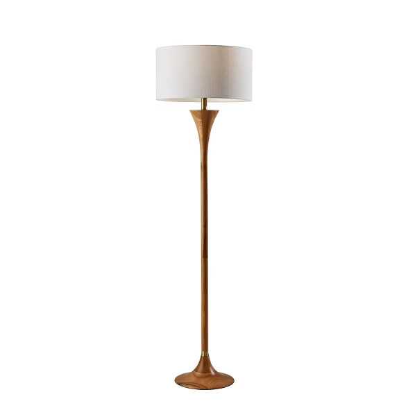 Rebecca Floor Lamp Natural Rubberwood with Antique Brass Accent - Adesso | Target