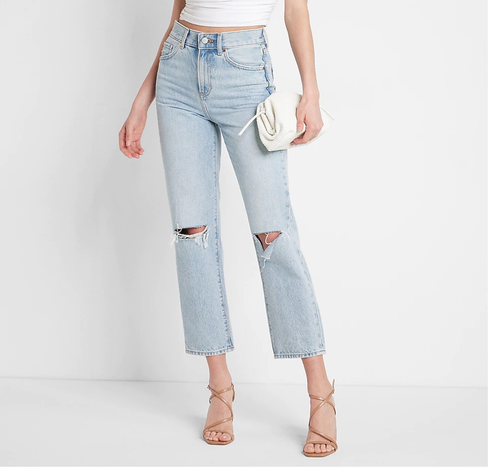 High Waisted Light Wash Ripped Straight Ankle Jeans

#LTKunder50 #LTKsalealert #LTKstyletip