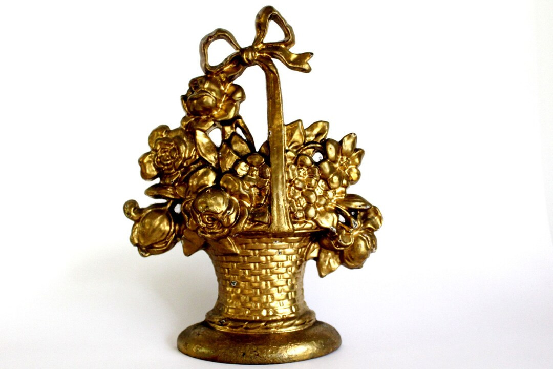 Antique Hubley 121 Iron Flower Basket Doorstop/bookend Gold - Etsy | Etsy (US)