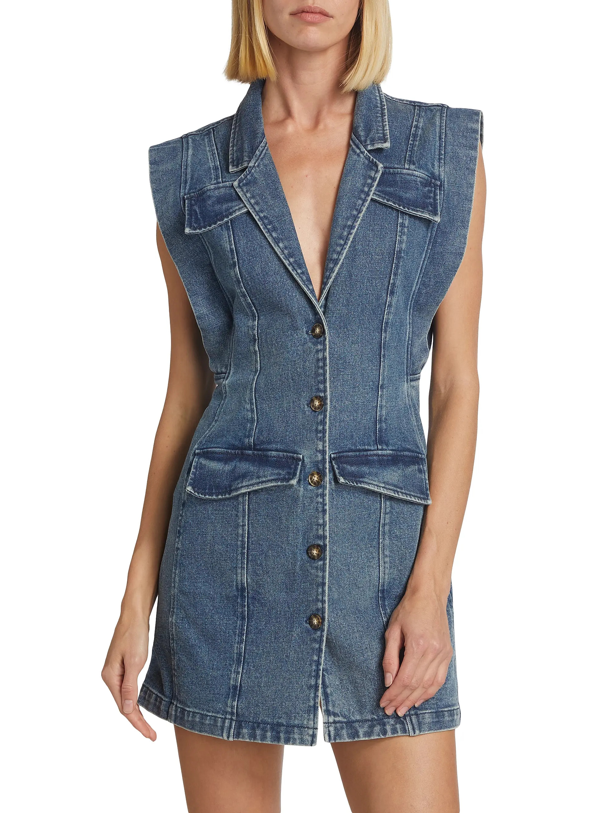 Becca Sleeveless Denim Minidress | Saks Fifth Avenue