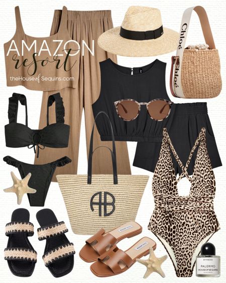 Shop these Amazon Fashion Vacation Outfit and Resortwear finds! Beach Vacation travel outfit, leopard swimsuit, ruffle bikini, linen matching sets, Steve Madden sandals, denim shorts, Anine Bing Palermo tote bag, Chloe bucket bag, straw beach bag, designer looks for less and more!

#LTKswim #LTKtravel #LTKstyletip
