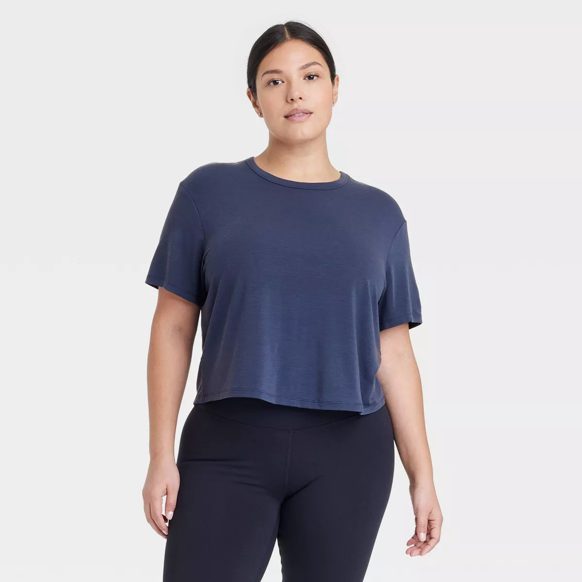 Women's Beyond Ease Crewneck Short Sleeve T-Shirt - All In Motion™ Navy Blue XS | Target