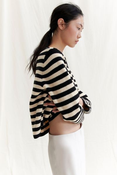 Knit Cardigan - White/beige striped - Ladies | H&M US | H&M (US + CA)