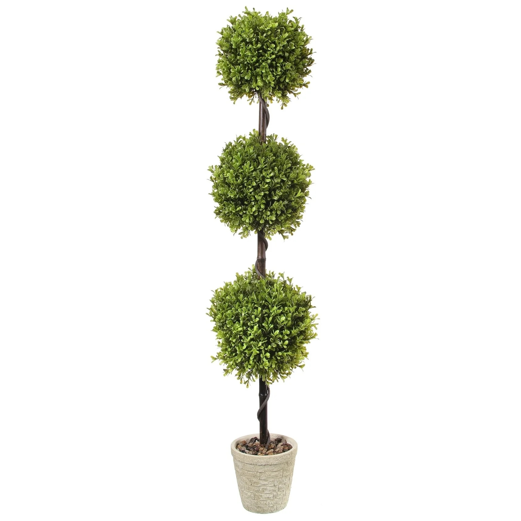 Spring Boxwood Triple Ball Topiary Potted 48" - Plastic and Cement | Walmart (US)