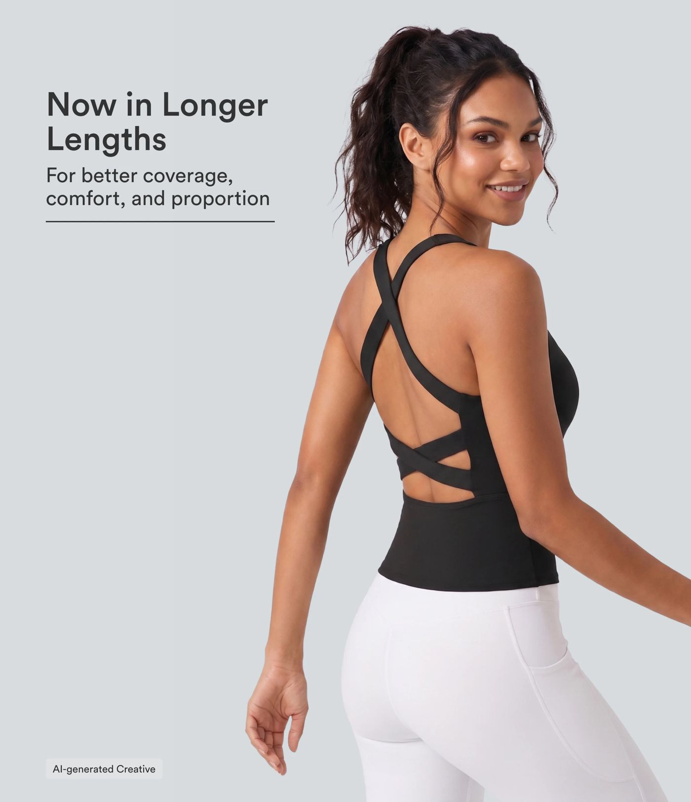 SoftlyZero\u2122 Airy Square Neck Cropped InstantCool Running Tank Top-Longer Length | HALARA
