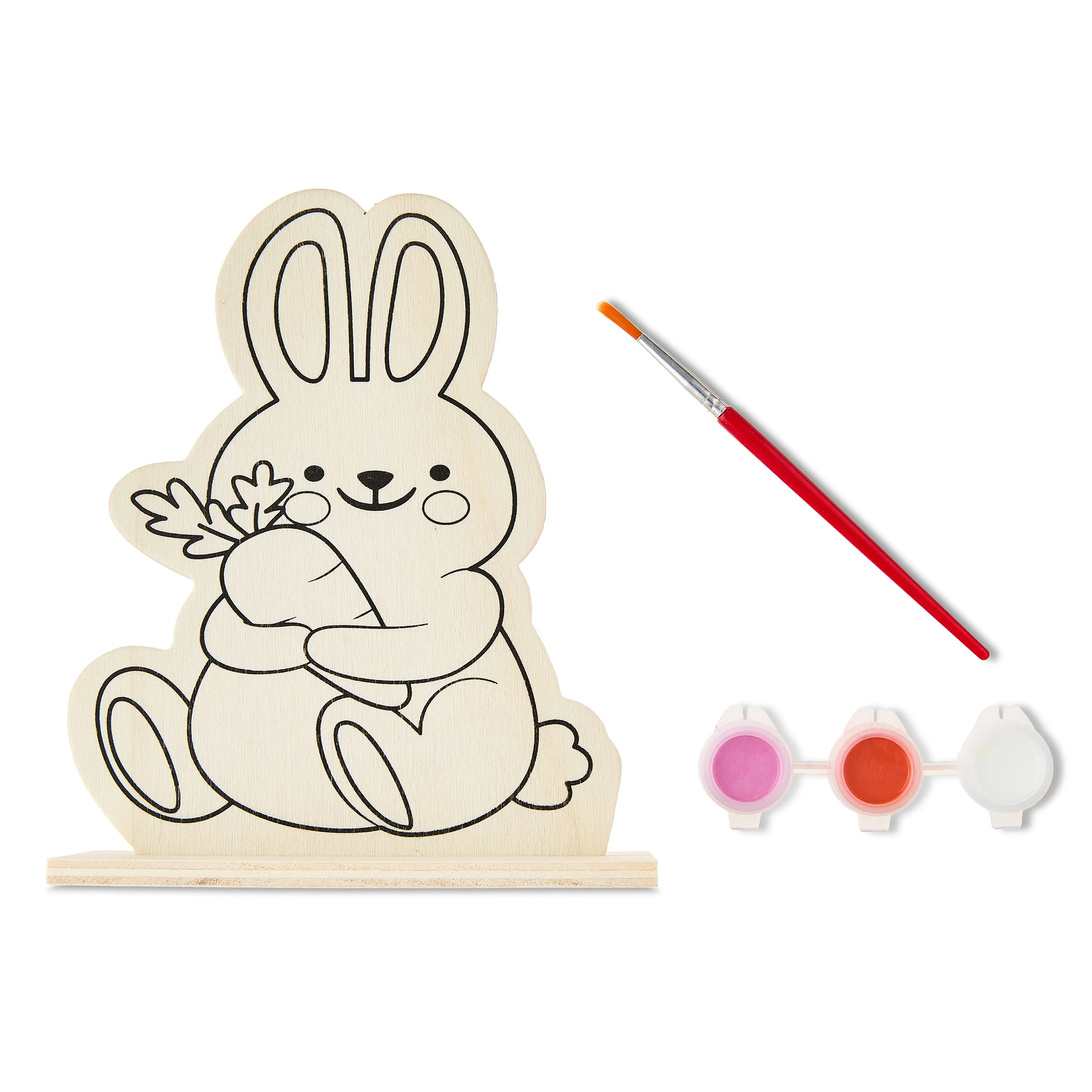Paint Your Own Wooden Bunny Standee Arts and Craft Kit, 5 Pieces, Easter by Way To Celebrate | Walmart (US)