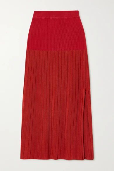 Altuzarra - Dean Pleated Stretch-knit Midi Skirt - Red | NET-A-PORTER (US)
