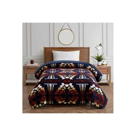 Pendleton Sherpa Fleece Machine Washable Blanket Legend Lake Navy Blue | Walmart (US)