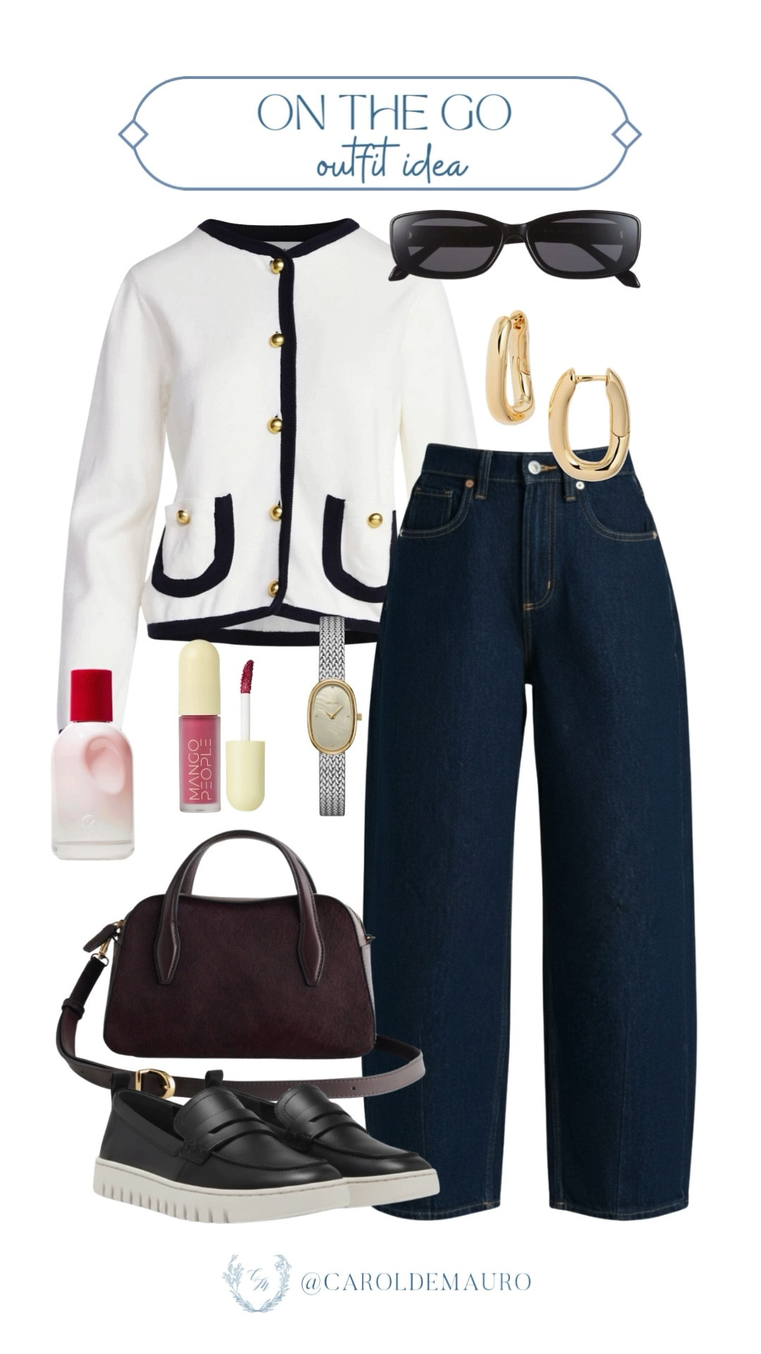 Stay comfortable in these barrel jeans and loafers, while the structured cardigan and gold hoops keep you looking polished from your morning coffee run to afternoon meetings!

on the go outfit, casual chic, weekend style, elevated basics, fashion accessories, capsule wardrobe, fashion inspo, petite fashion

#LTKBeauty #LTKU #LTKSeasonal